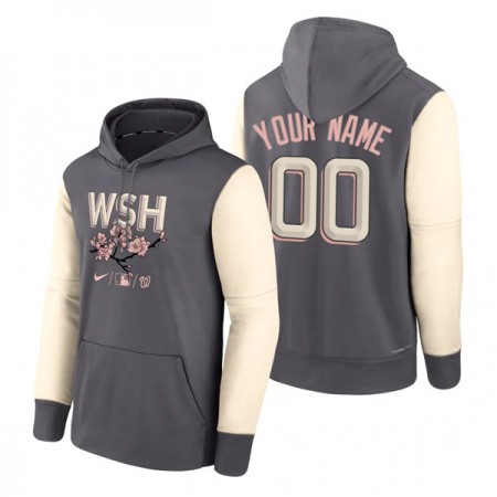 Men's Washington Nationals ACTIVE Player Custom 2022 Grey City Connect Cherry Blossom Print Hoodie