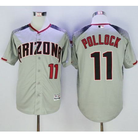 Diamondbacks #11 A. J. Pollock Gray/Brick New Cool Base Stitched MLB Jersey