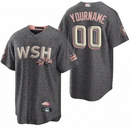 Men's Washington Nationals ACTIVE Player Custom 2022 Grey City Connect Cherry Blossom Cool Base Stitched Jersey