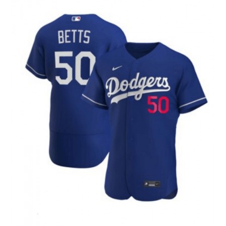 Men's Los Angeles Dodgers #50 Mookie Betts Blue Flex Base Stitched MLB Jersey