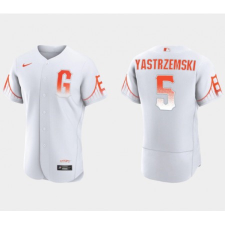 Men's San Francisco Giants #5 Mike Yastrzemski White City Connect Flex Base Stitched Jersey