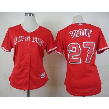 Angels #27 Mike Trout Red Alternate Women's Stitched MLB Jersey