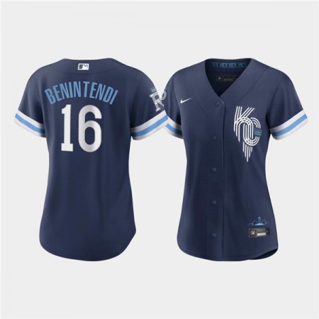 Women's Kansas City Royals #16 Andrew Benintendi 2022 Navy City Connect Cool Base Stitched Jersey(Run Small)