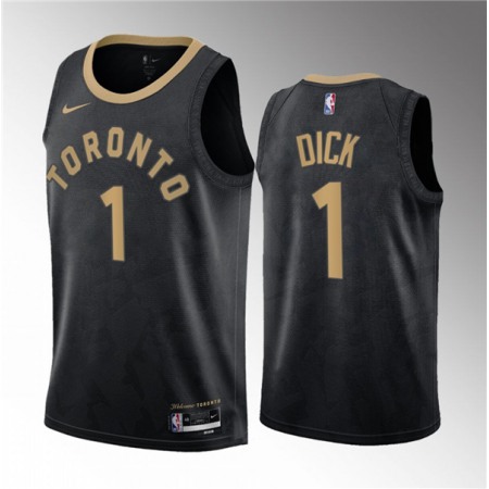 Men's Toronto Raptors #1 Gradey Dick Black 2023 Draft City Edition Stitched Basketball Jersey