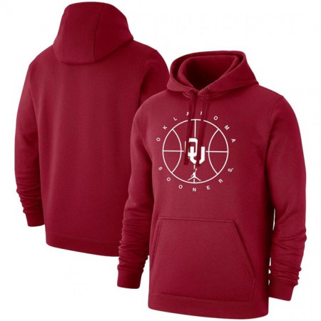 Men's Oklahoma Sooners Red Basketball Icon Club Fleece Pullover Hoodie