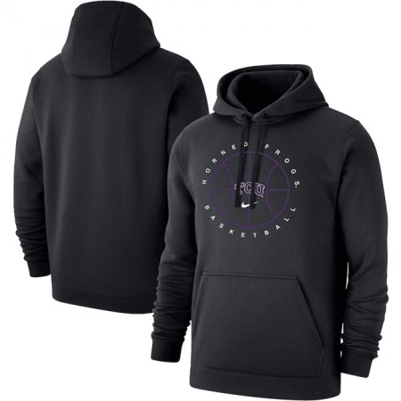 Men's TCU Horned Frogs Black Basketball Icon Club Fleece Pullover Hoodie