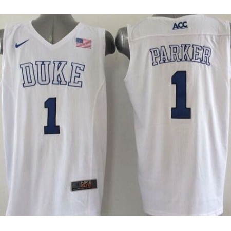 Blue Devils #1 Jabari Parker White Basketball Elite Stitched NCAA Jersey