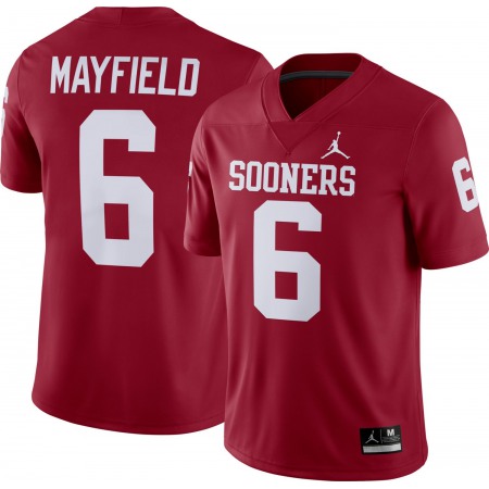 Men's Oklahoma Sooners #6 Baker Mayfield Red Game NCAA Jersey