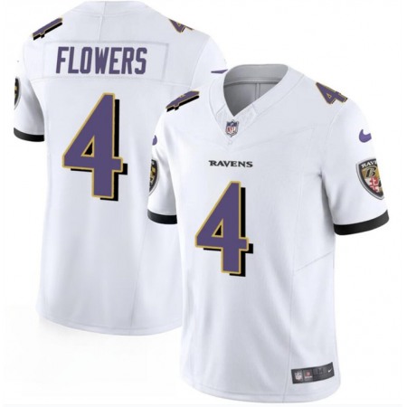 Men's Baltimore Ravens #4 Zay Flowers White 2023 F.U.S.E. Vapor Limited Football Jersey