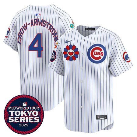 Men's Chicago Cubs #52 Pete Crow-Armstrong White Tokyo 2025 Cool Base Stitched Baseball Jersey