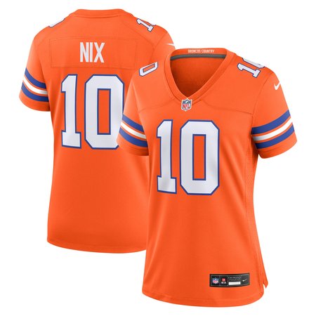 Women's Denver Broncos Bo Nix Nike Orange Mile High Collection 1977 Throwback Player Game Jersey