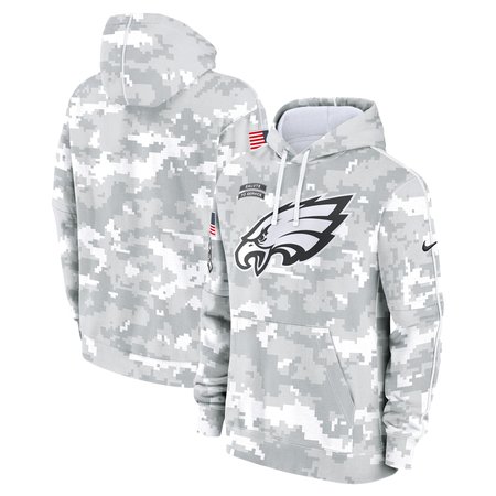 Youth Philadelphia Eagles Nike White/Gray 2024 Salute To Service Pullover Hoodie