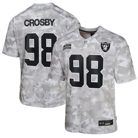 Youth Las Vegas Raiders Maxx Crosby Nike Arctic Camo 2024 Salute to Service Game Jersey