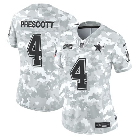 Women's Dallas Cowboys Dak Prescott Nike Arctic Camo 2024 Salute to Service Limited Jersey