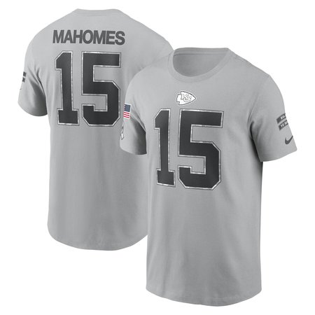 Men's Kansas City Chiefs Patrick Mahomes Nike Gray 2024 Salute To Service Name & Number T-Shirt