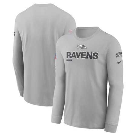 Men's Baltimore Ravens Nike Gray 2024 Salute To Service Long Sleeve T-Shirt