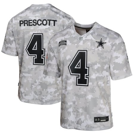 Youth Dallas Cowboys Dak Prescott Nike Arctic Camo 2024 Salute to Service Game Jersey