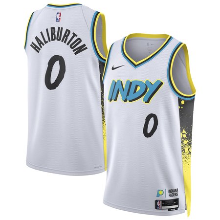 Unisex Indiana Pacers Tyrese Haliburton Nike White 2024/25 Swingman Player Jersey - City Edition