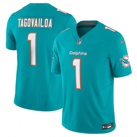 Men's Miami Dolphins #1 Tua Tagovailoa Aqua 2023 F.U.S.E Vapor Limited Stitched Football Jersey