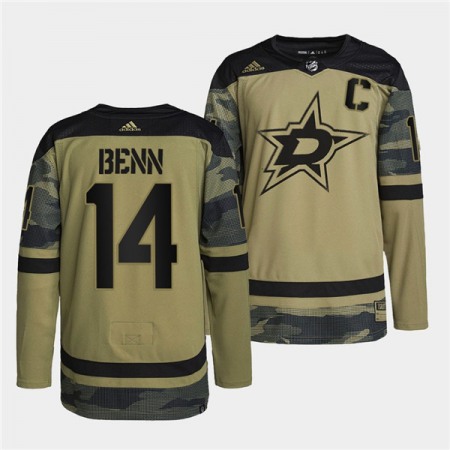 Men's Dallas Stars #14 Jamie Benn 2022 Camo Military Appreciation Night Stitched Jersey