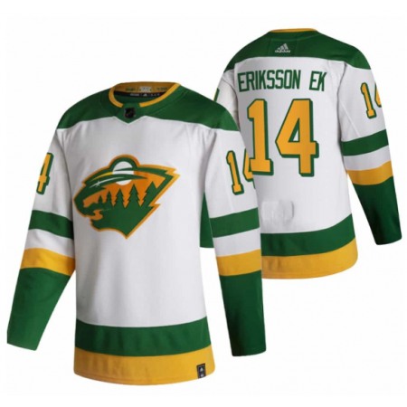 Men's Minnesota Wild #14 Joel Eriksson Ek 2021 White Reverse Retro Stitched Jersey