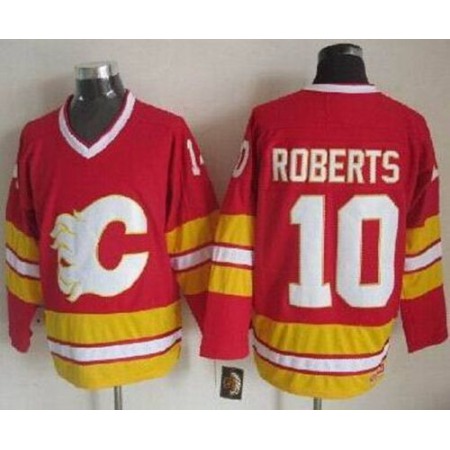 Flames #10 Gary Roberts Red CCM Throwback Stitched NHL Jersey