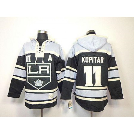 Kings #11 Anze Kopitar Black Sawyer Hooded Sweatshirt Stitched NHL Jersey